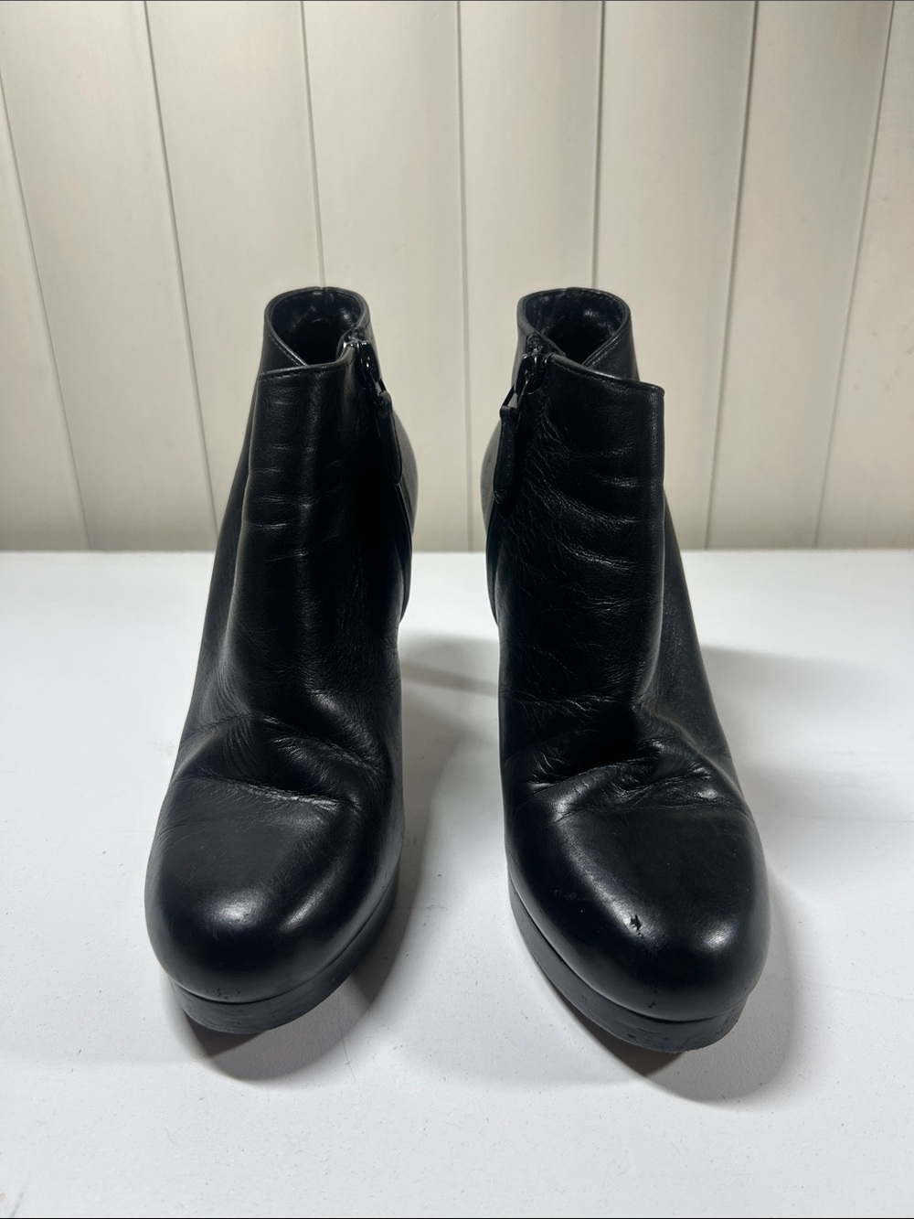Balenciaga Black Leather Ankle Booties with Side Zip
